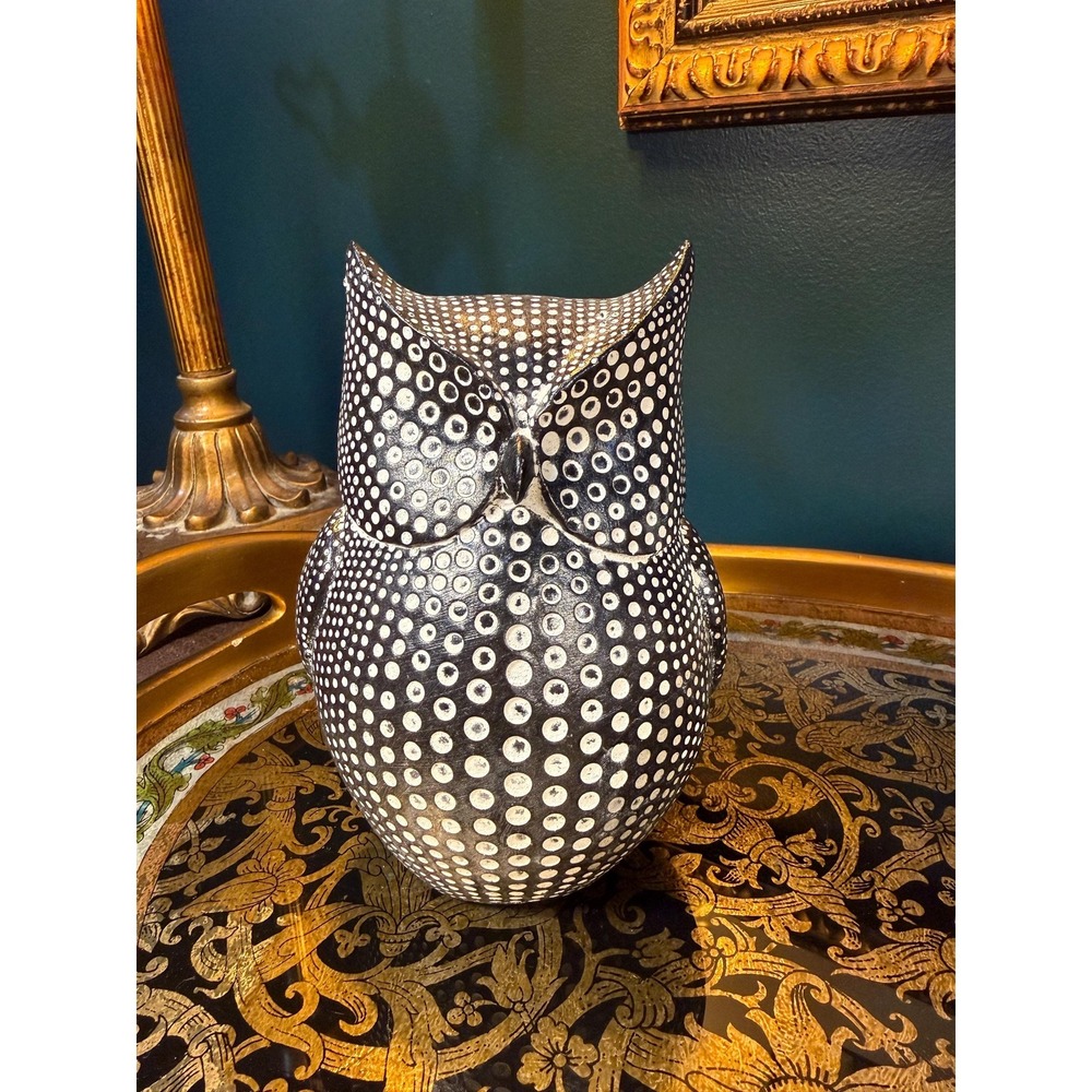 Pier 1 Imports Black & White Polka Dot Pig and Owl Figurine Set - Picture 7 of 15